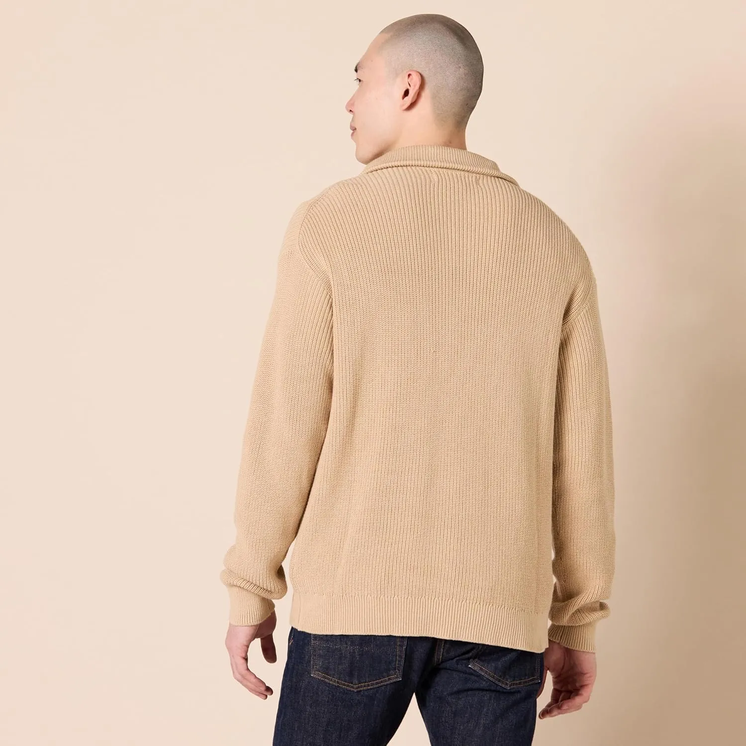 Amazon Essentials Men's Quarter-Zip Rib-Knit Relaxed-Fit Sweater