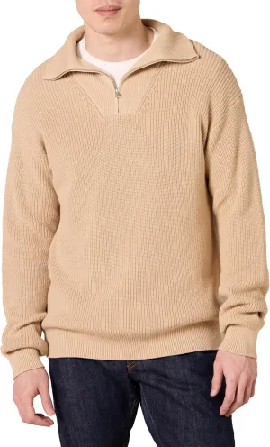 Amazon Essentials Men's Quarter-Zip Rib-Knit Relaxed-Fit Sweater