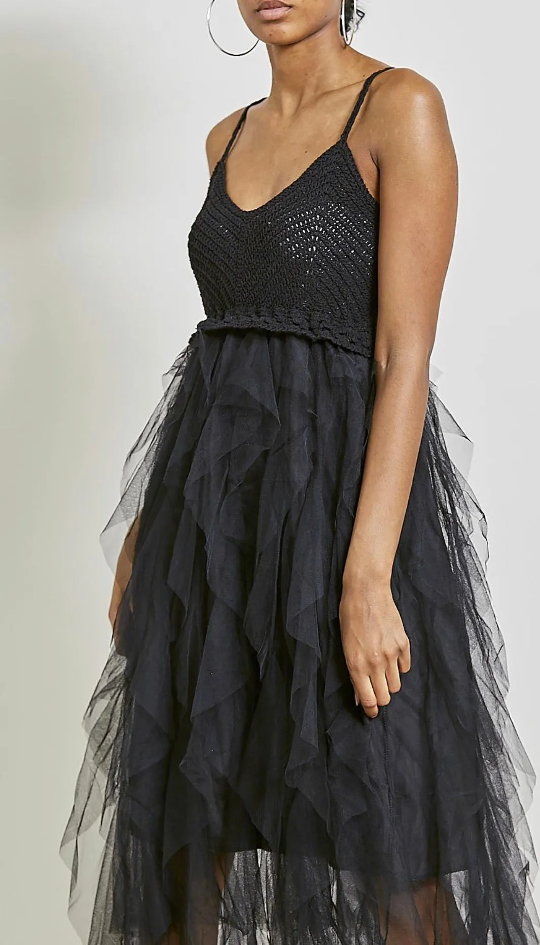 Athena crochet flutter dress - 3 colours nude, white, black