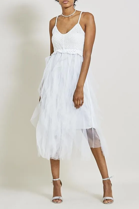 Athena crochet flutter dress - 3 colours nude, white, black