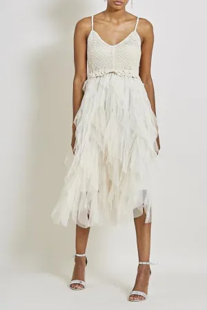 Athena crochet flutter dress - 3 colours nude, white, black