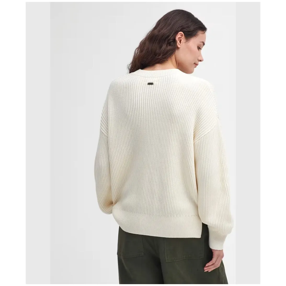 Barbour Rib-Stitch Crew Neck Jumper Ecru LKN1571WH51