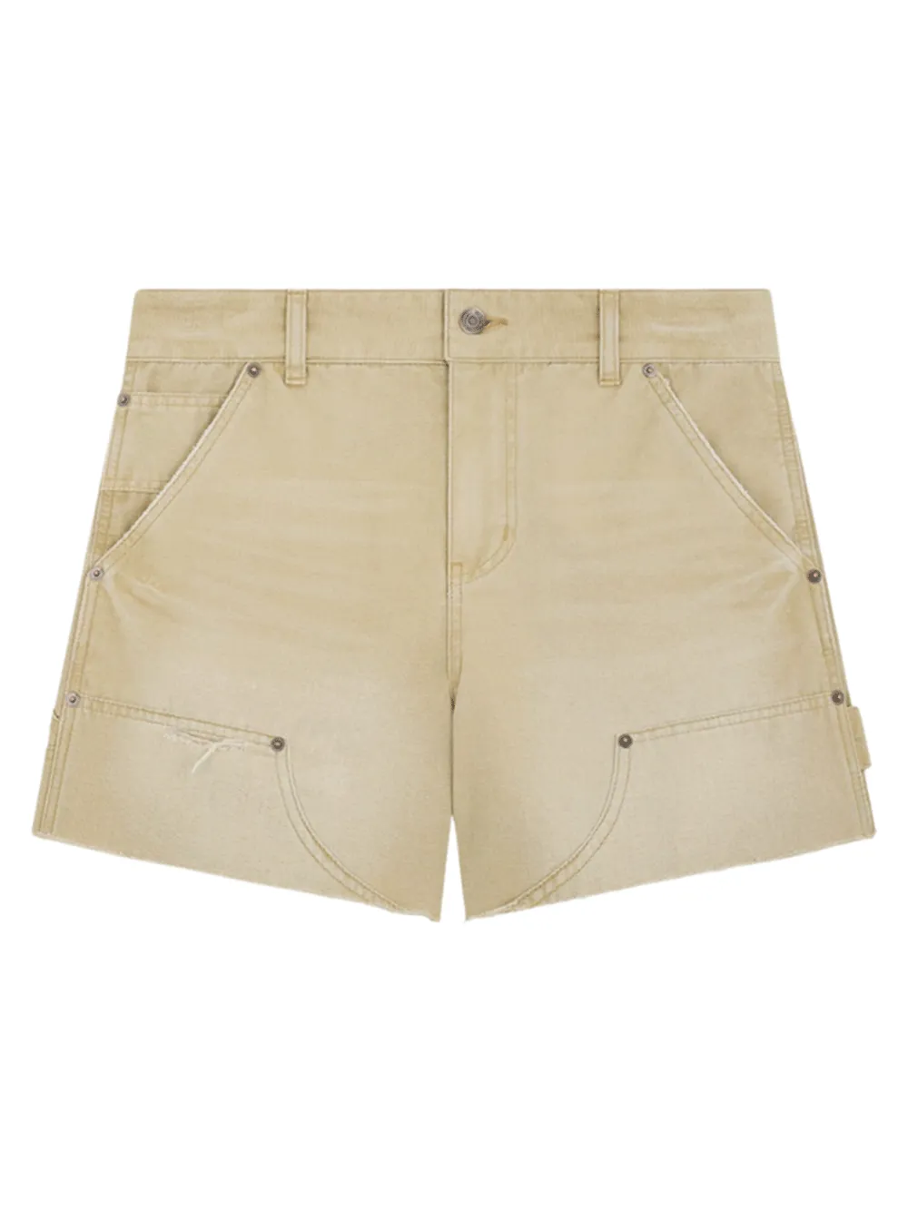 Beige Womens Denim Cropped Shorts