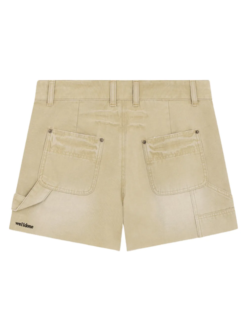 Beige Womens Denim Cropped Shorts