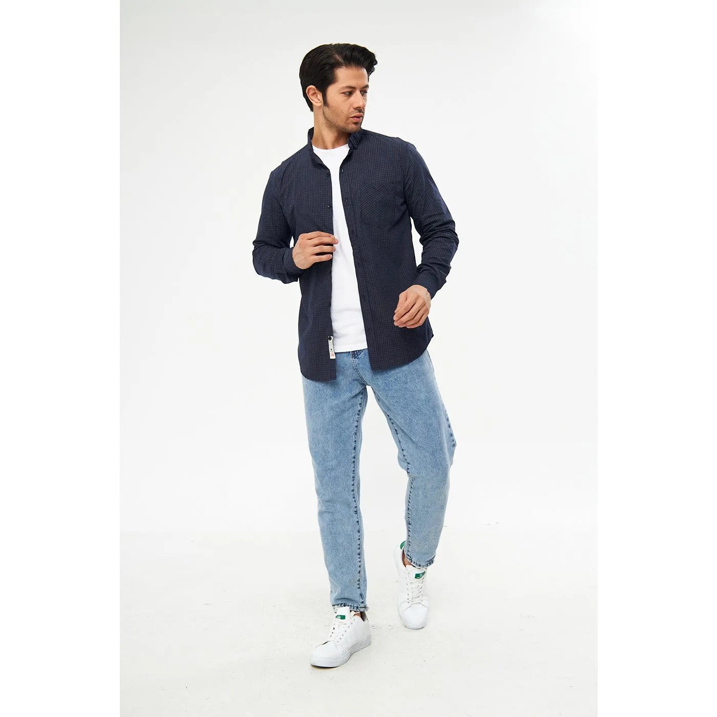 Blue Micro Check Shirt