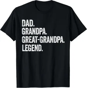 Dad Grandpa Great-Grandpa Legend Vintage Distressed Graphic T-Shirt