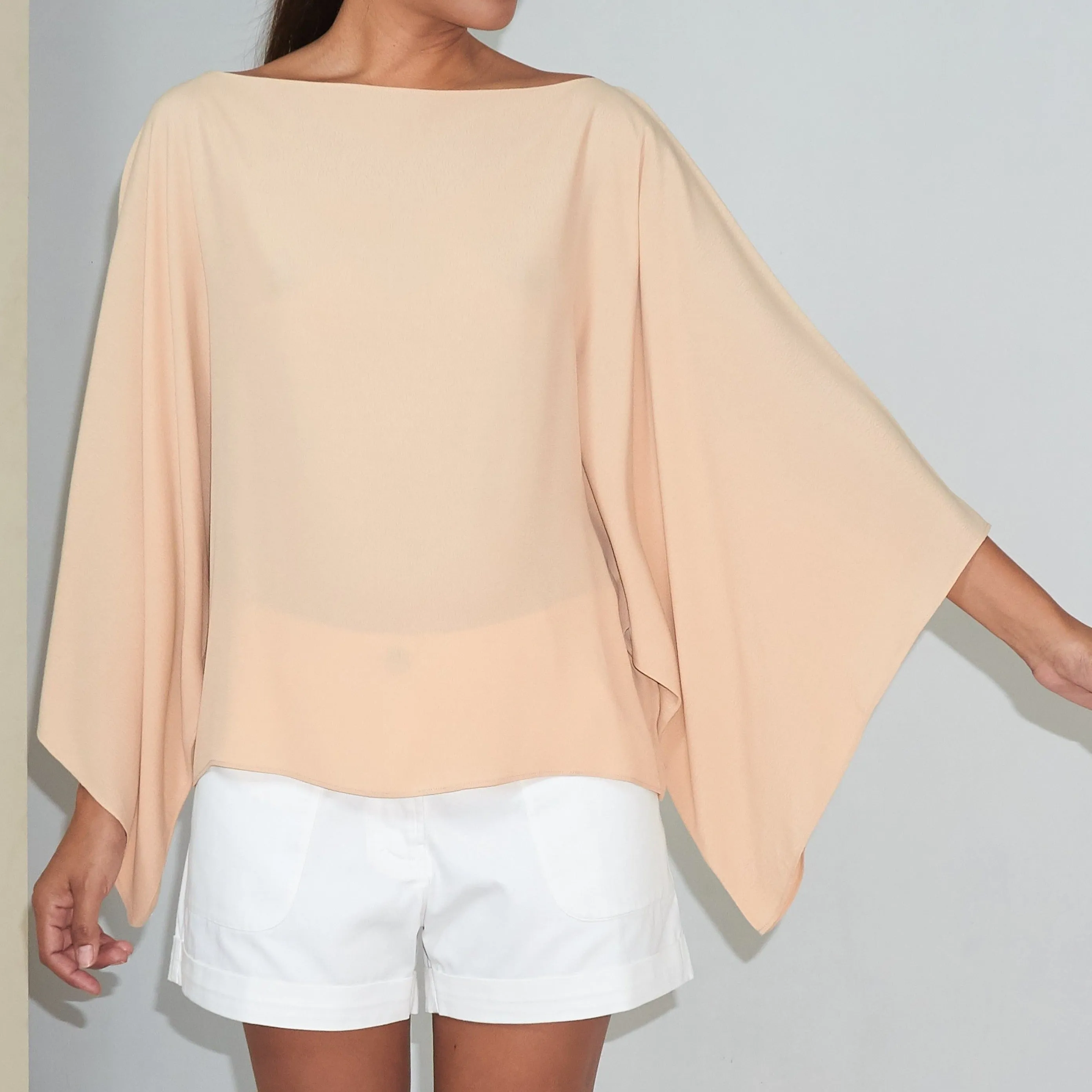 DAUN KIMONO TOP - Rayon Fujette Crepe | Beige