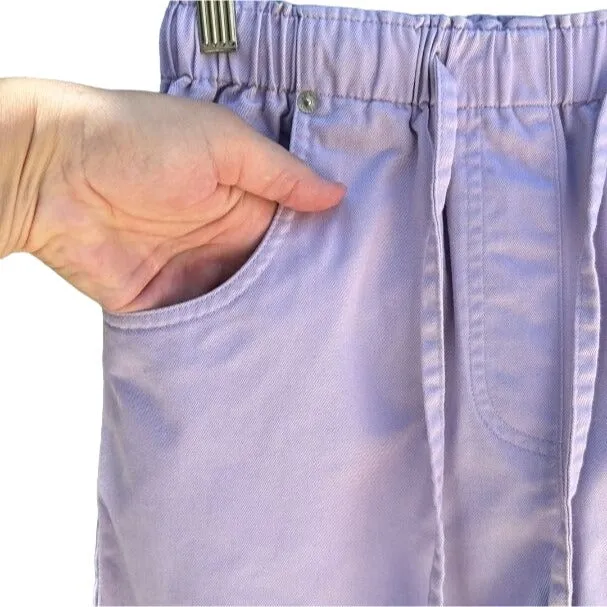 Denim & Co Vintage 80s Retro Purple Drawstring High Waist Women's Mom Shorts S
