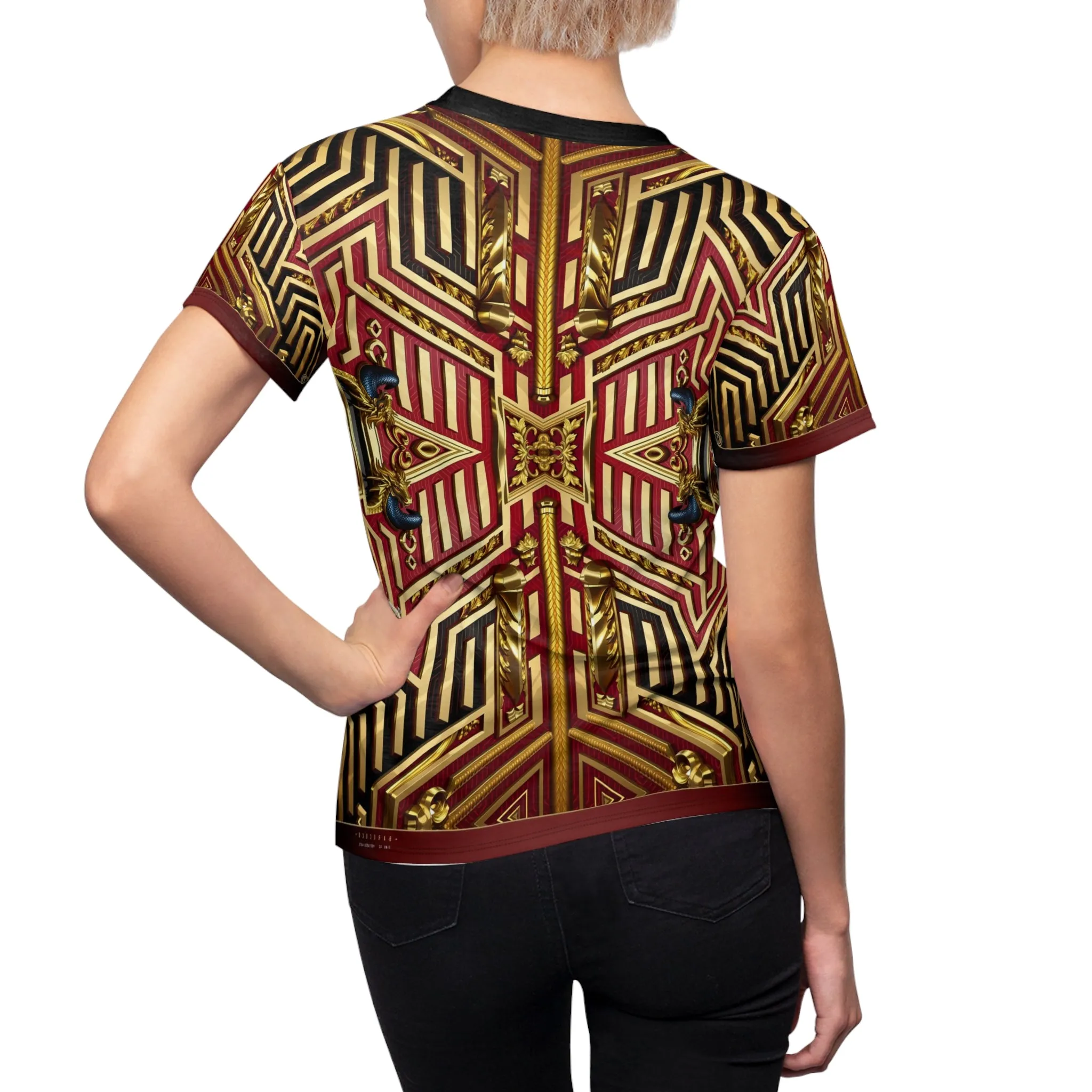 Forbidden Fort T-Shirt Unisex All Over Print Tee Royal Red Striped Unisex T-Shirt | D20171A
