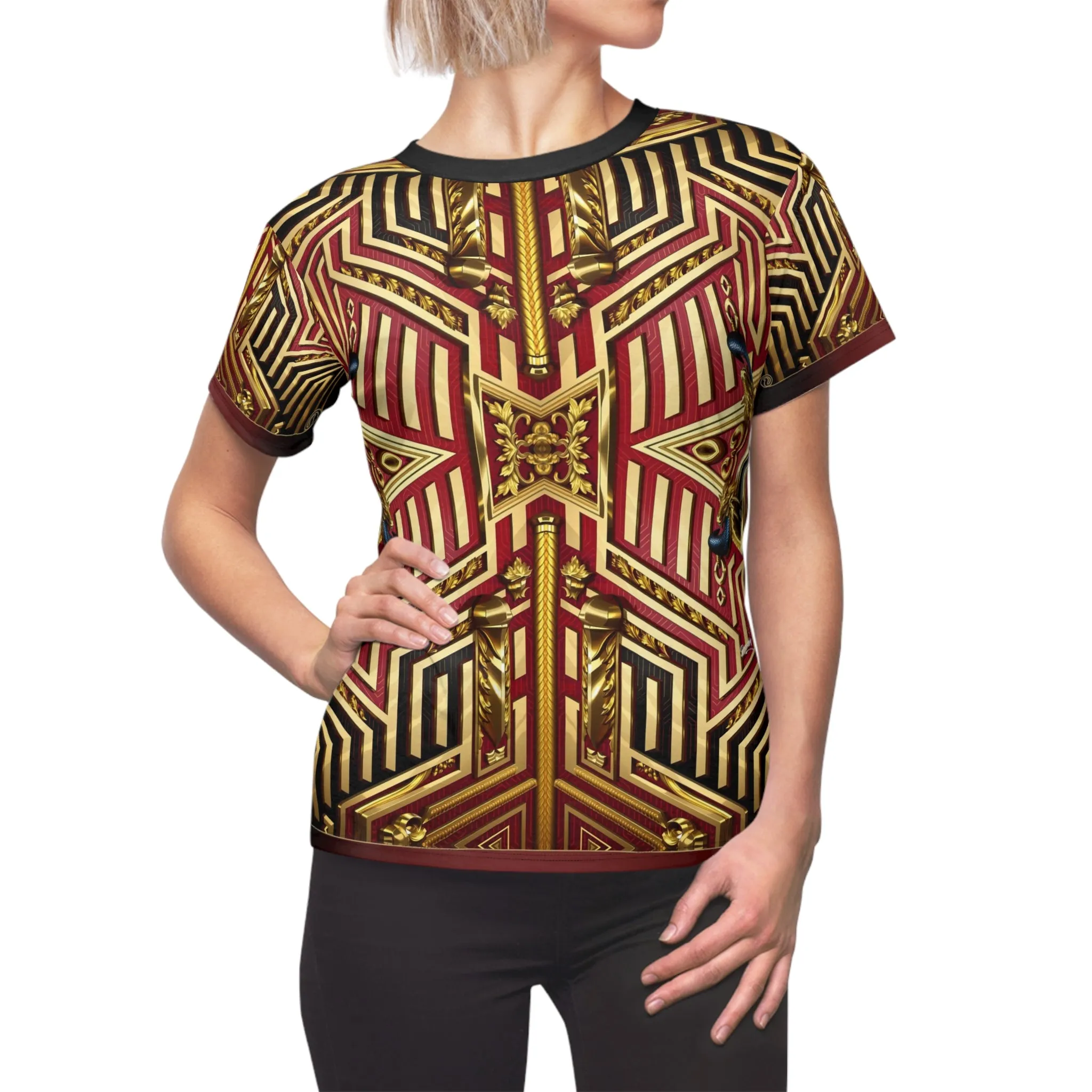 Forbidden Fort T-Shirt Unisex All Over Print Tee Royal Red Striped Unisex T-Shirt | D20171A