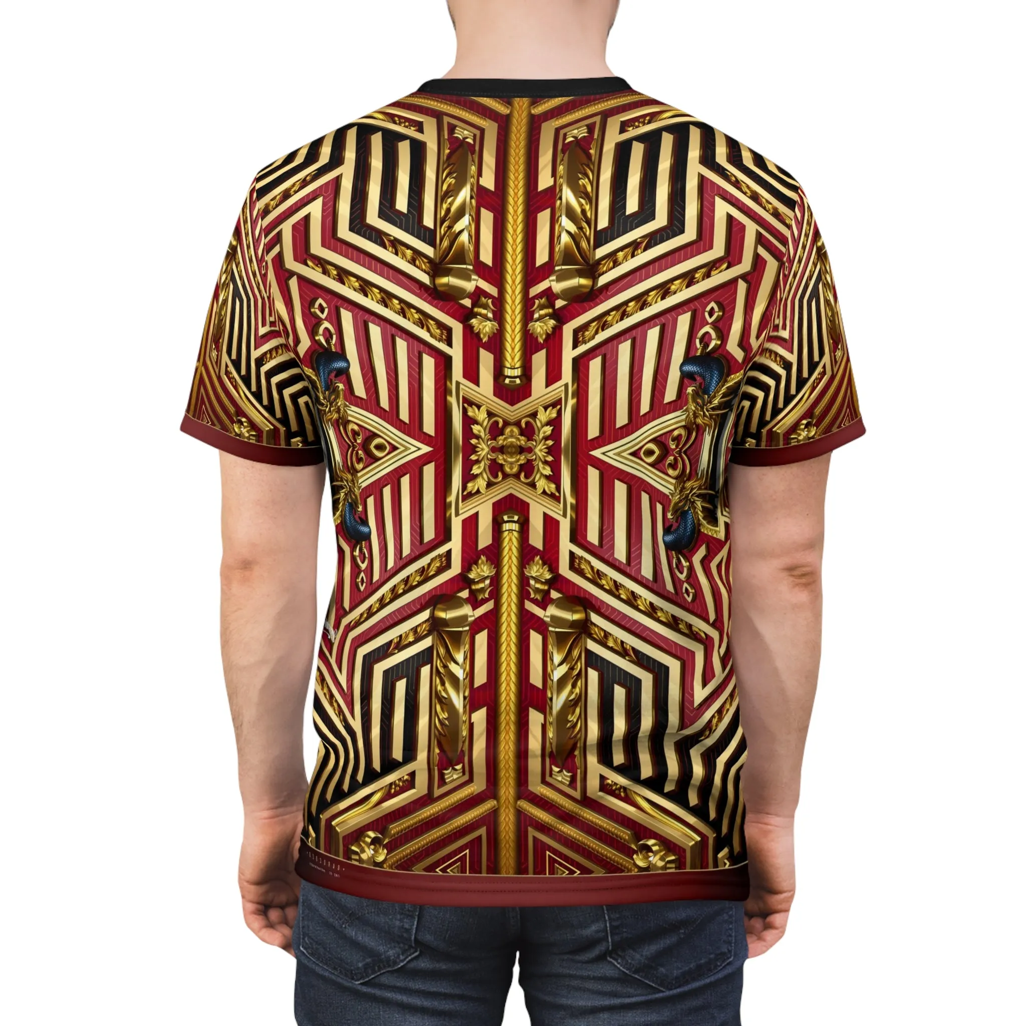 Forbidden Fort T-Shirt Unisex All Over Print Tee Royal Red Striped Unisex T-Shirt | D20171A