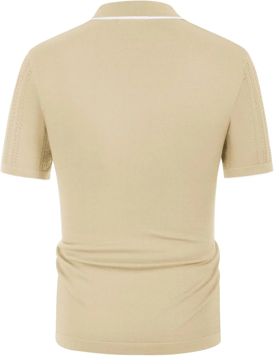 GRACE KARIN Men's Knit Polo Shirt Breathable Hollow Out Casual Button Down Shirts