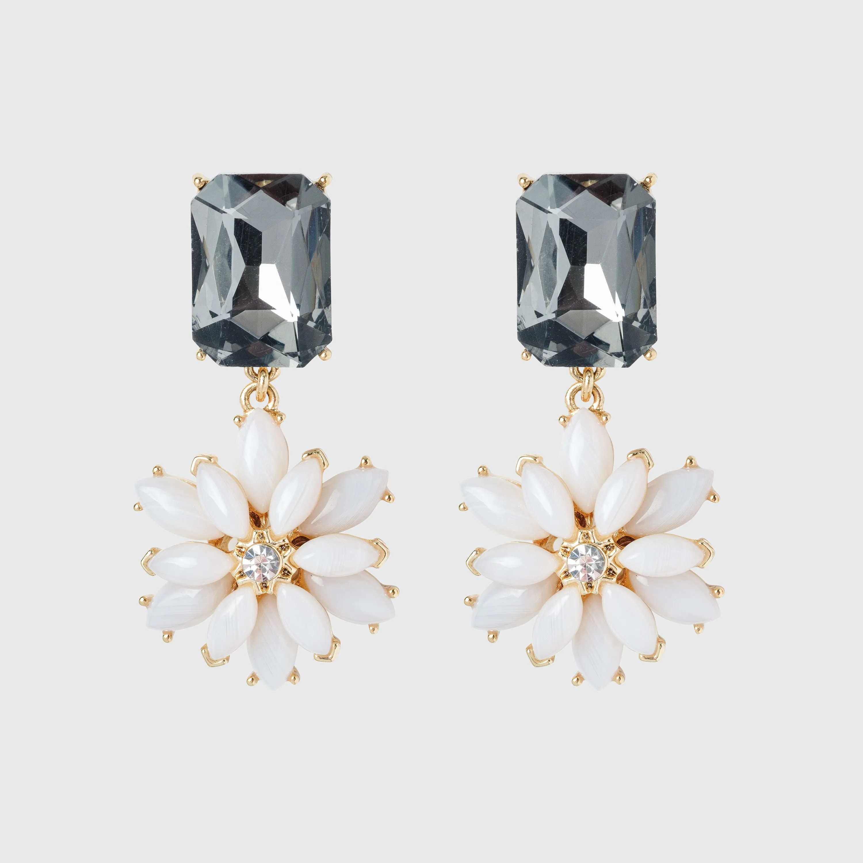 Graphic daisy earrings, grey