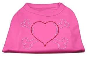 Heart and Crossbones Rhinestone Shirts Bright Pink S (10)