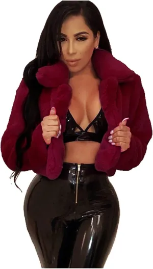 LCMTWX Women Fluffy Faux Fur Coat Women Long Jacket Faux Sleeve Short Warm Women's Coat Fluffy Short Coat Outerwear Pink