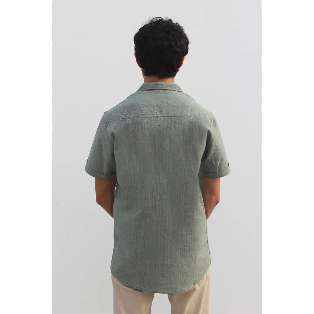 Light Green Textured Cuban Shirt
