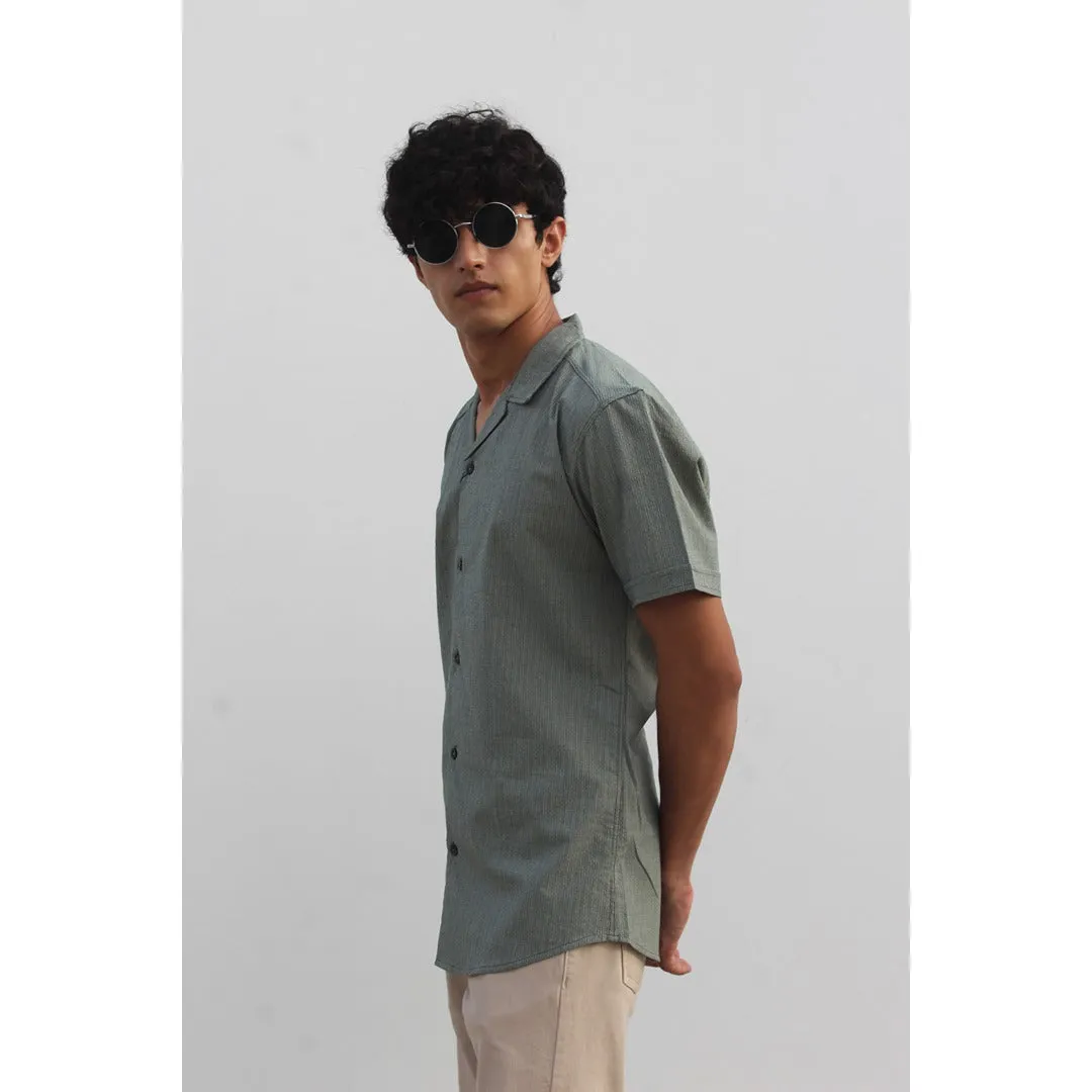 Light Green Textured Cuban Shirt