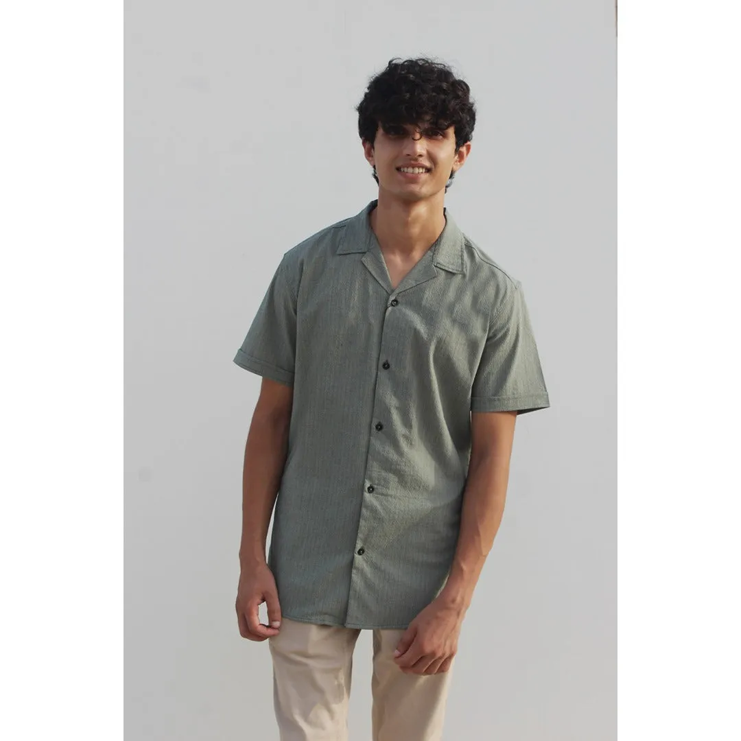 Light Green Textured Cuban Shirt