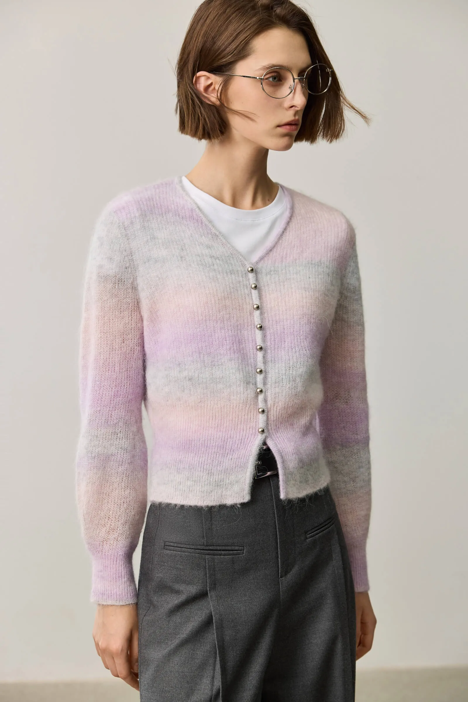 LILY Alpaca-Blend Striped Knit Cardigan