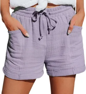 Linen Shorts for Women Dressy High Waisted Wide Leg Tailored Shorts Business Casual Work Shorts Pants with Pockets