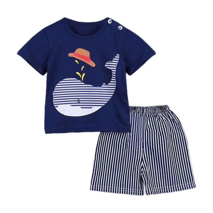 Little Blue Whale and Aye Aye Captain Baby and Toddler Shorts Set of 2
