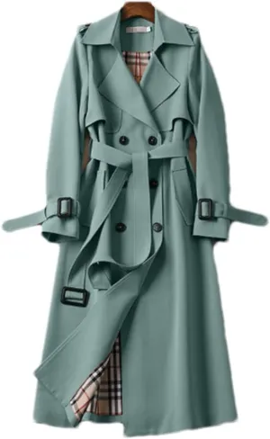 Long Trench Coat Women's Double-Breasted Slim-Fit Trench Coat Street Women's Coat All-Match Loose Coat