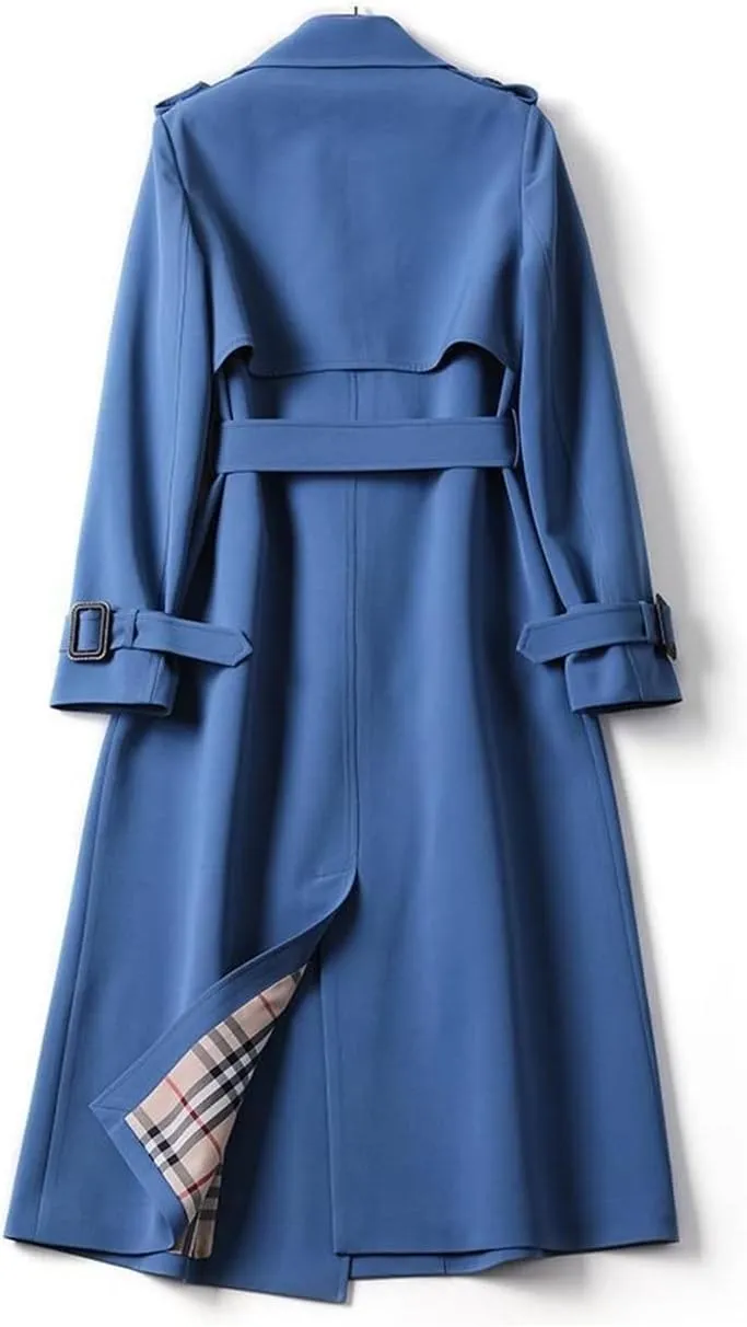 Long Trench Coat Women's Double-Breasted Slim-Fit Trench Coat Street Women's Coat All-Match Loose Coat