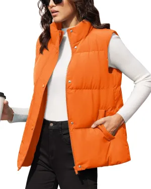 MAGCOMSEN Women's Puffer Down Vest Oversized Zip Up Outerwear Lightweight Winter Padded Gilet Jacket with Pockets