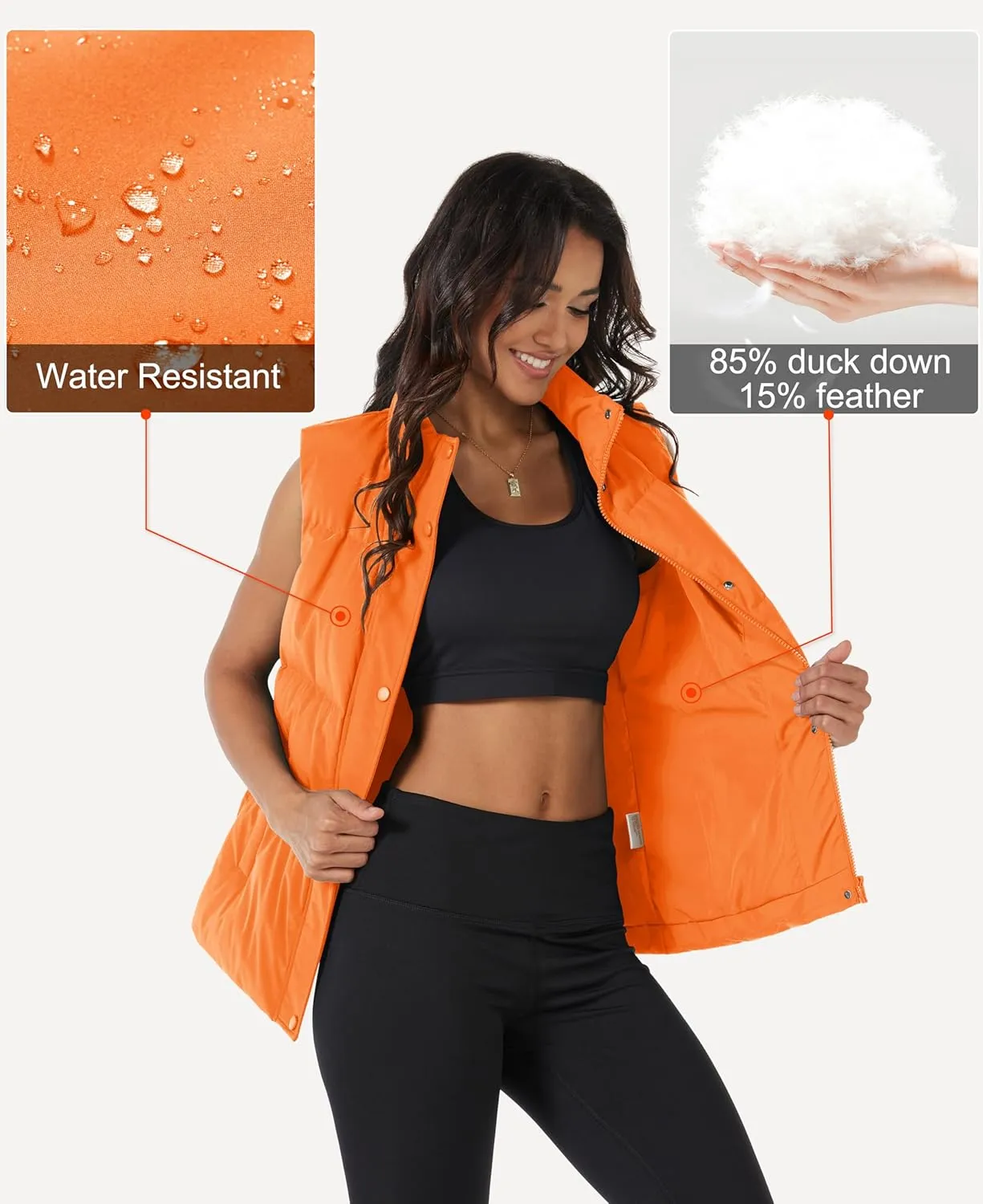 MAGCOMSEN Women's Puffer Down Vest Oversized Zip Up Outerwear Lightweight Winter Padded Gilet Jacket with Pockets