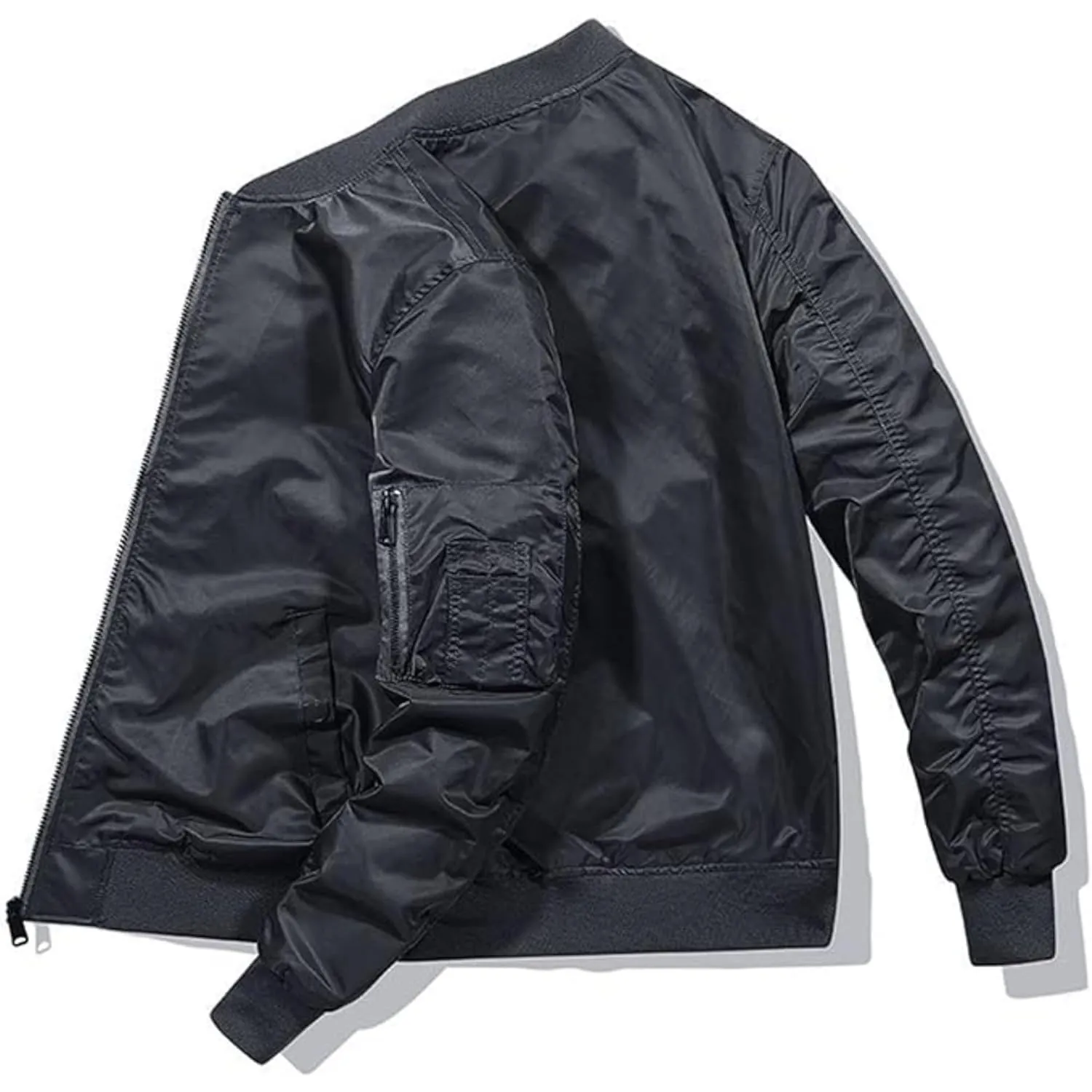 Maiyifu-GJ Men's Lightweight Flight Jacket Zipper Military Windbreaker Sportswear Spring Fall Softshell Bomber Coat Outwear (BlackA1,5X-Large)