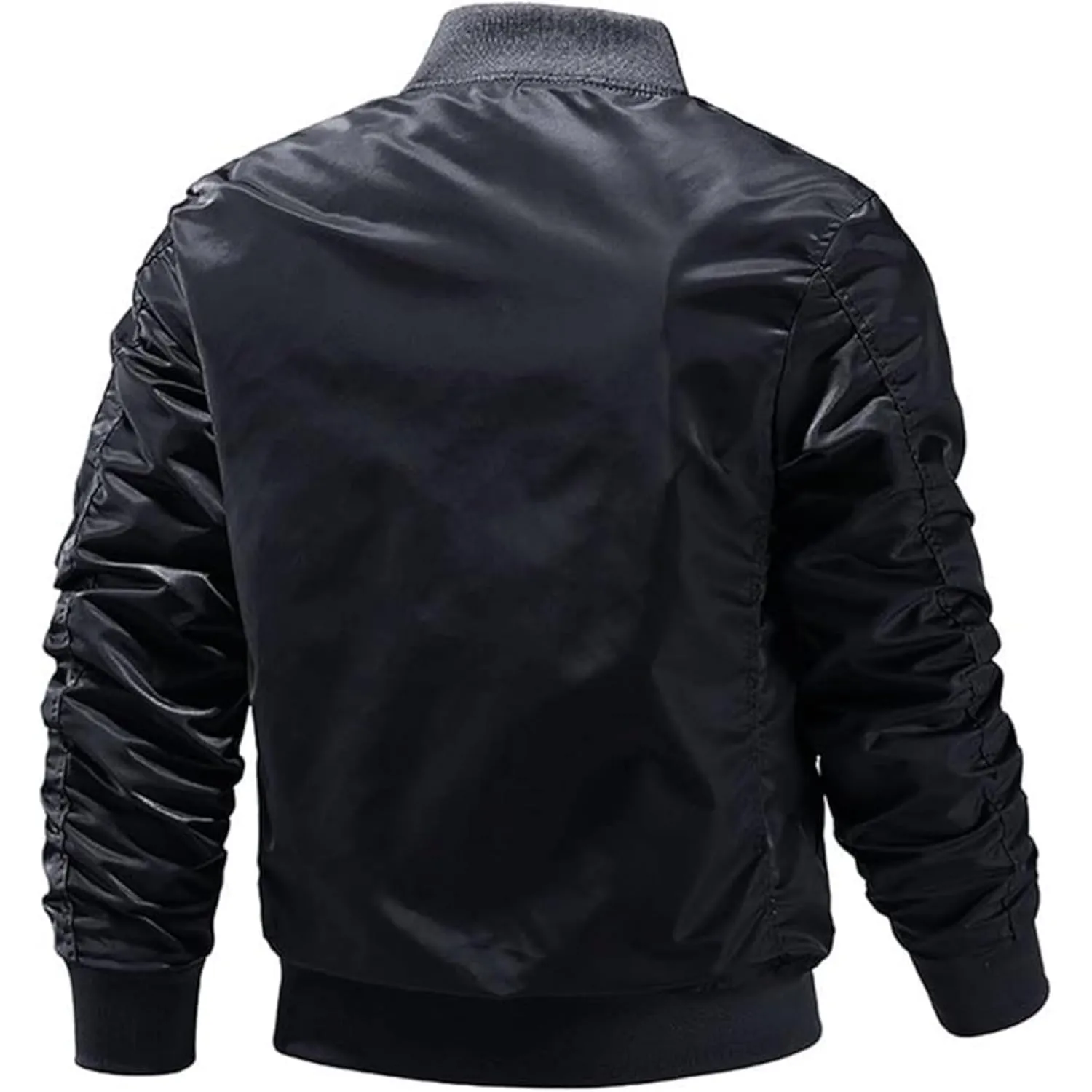 Maiyifu-GJ Men's Lightweight Flight Jacket Zipper Military Windbreaker Sportswear Spring Fall Softshell Bomber Coat Outwear (BlackA1,5X-Large)