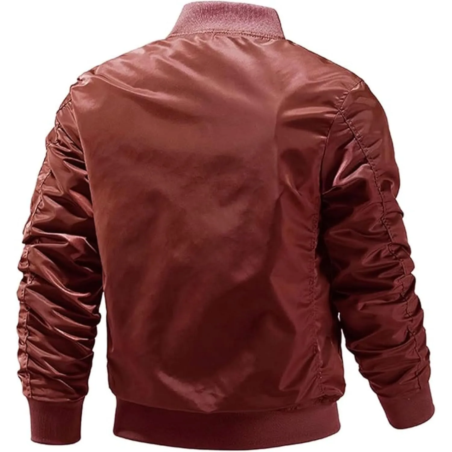 Maiyifu-GJ Men's Lightweight Flight Jacket Zipper Military Windbreaker Sportswear Spring Fall Softshell Bomber Coat Outwear (Wine RedA1,5X-Large)