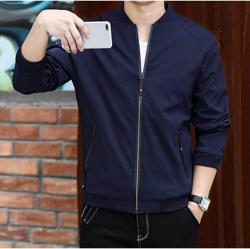 Men's Fall Casual Slim Fit Bomber Jacket Windbreaker Lightweight Softshell Flight Jacket Varsity Coat Outwear
