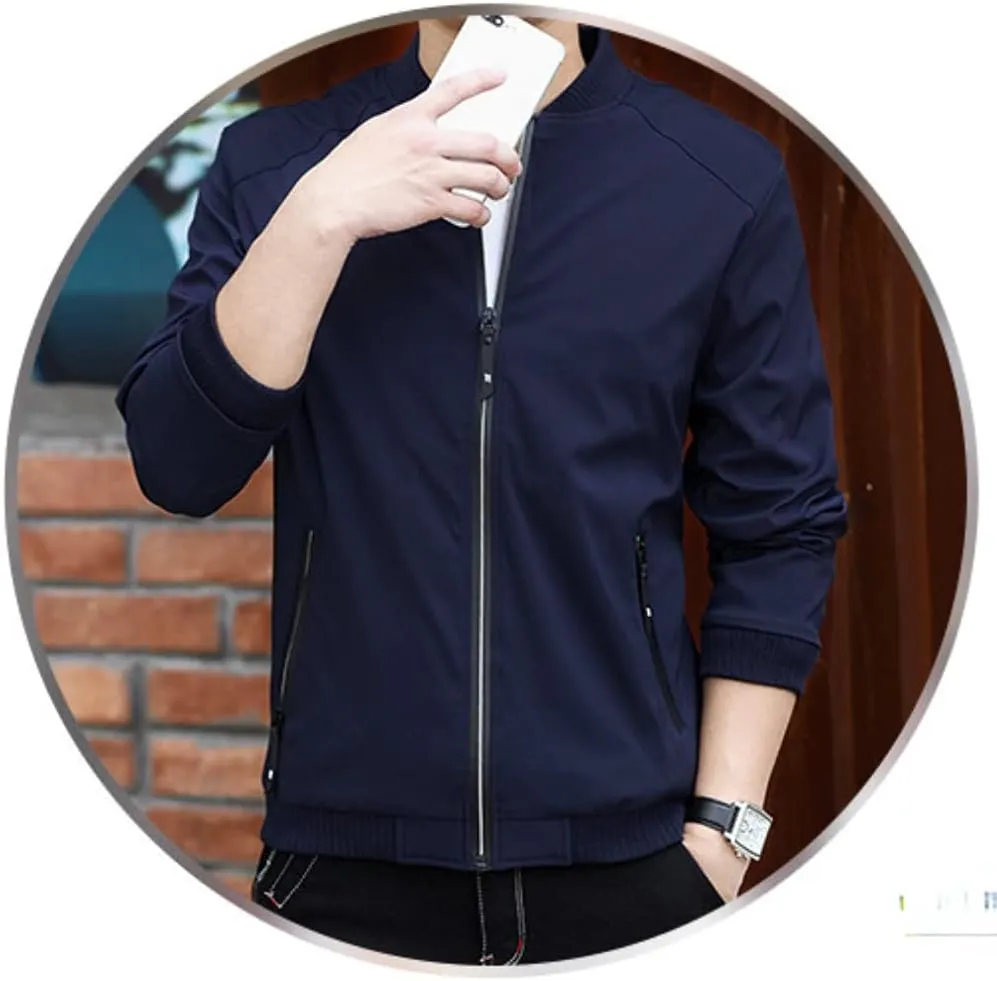 Men's Fall Casual Slim Fit Bomber Jacket Windbreaker Lightweight Softshell Flight Jacket Varsity Coat Outwear