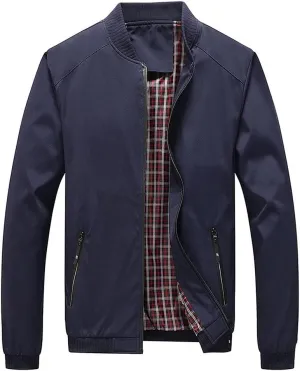 Men's Fall Casual Slim Fit Bomber Jacket Windbreaker Lightweight Softshell Flight Jacket Varsity Coat Outwear