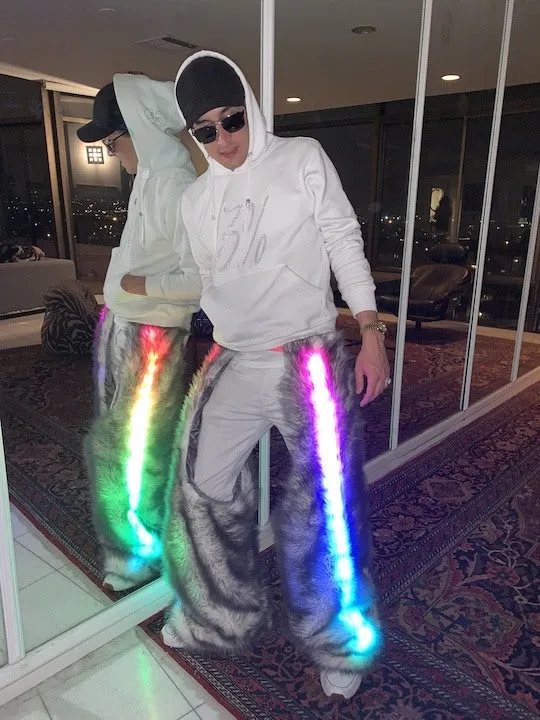 Men's LED Faux Fur Chaps in "Just The Tip Gray"