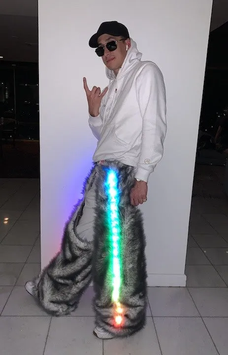 Men's LED Faux Fur Chaps in "Just The Tip Gray"