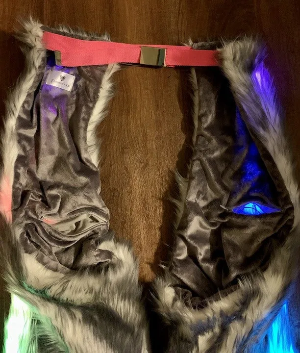Men's LED Faux Fur Chaps in "Just The Tip Gray"