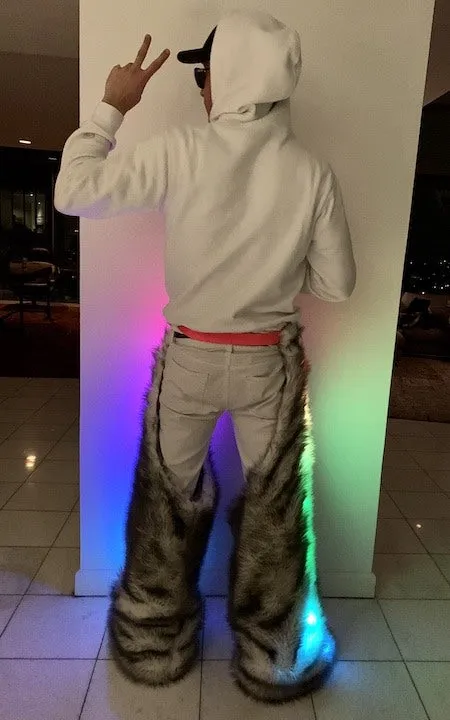 Men's LED Faux Fur Chaps in "Just The Tip Gray"