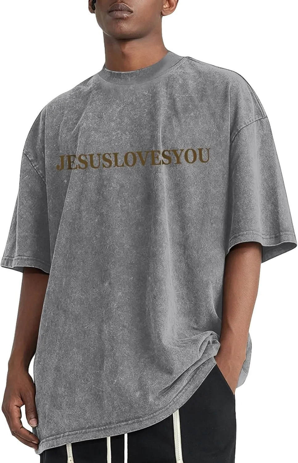Men's Oversized T Shirts Heavy Cotton Vintage Washed Distressed Letter Graphic Tees Casual Loose Fit Summer Tops