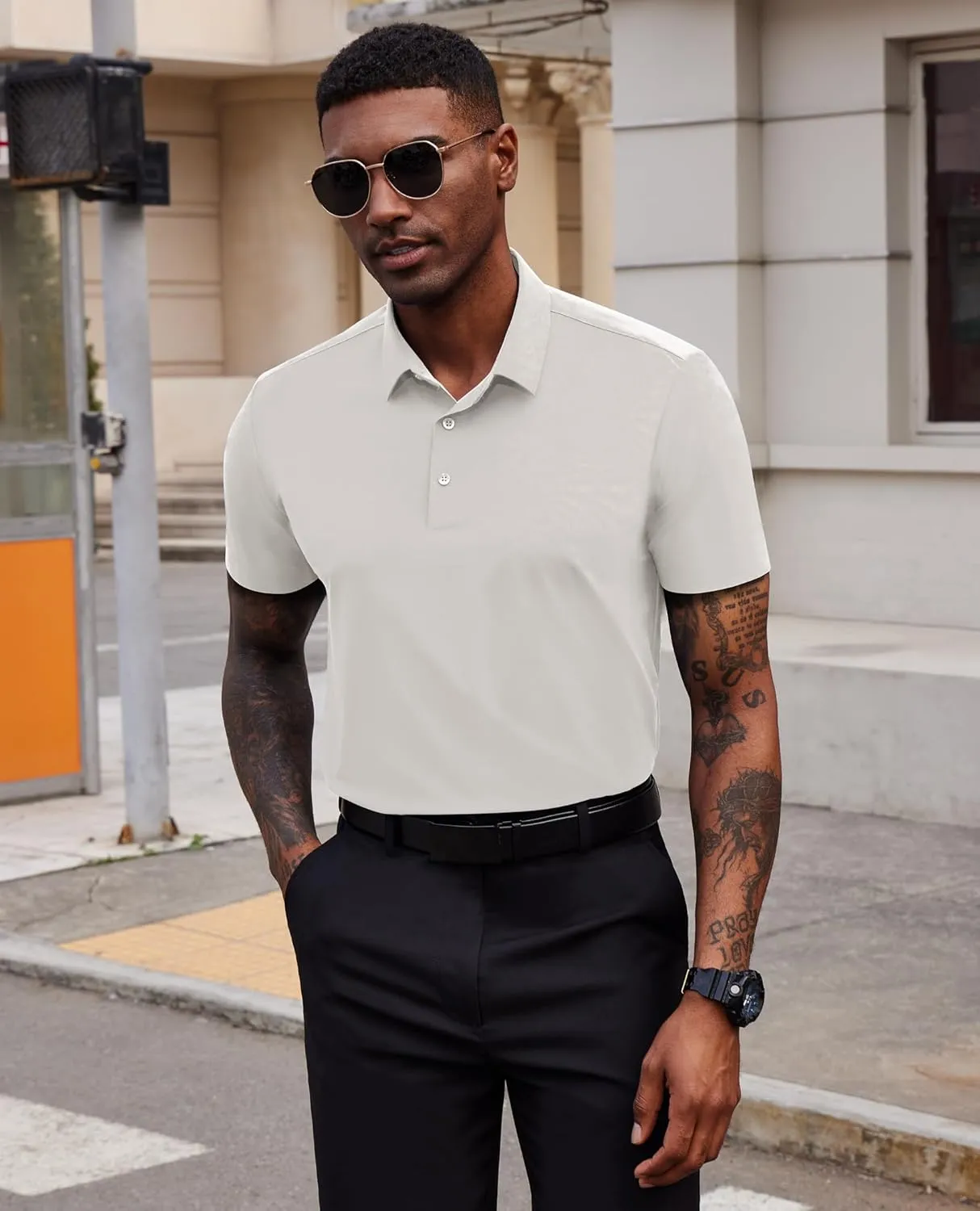 Mens Polo Shirts Short Sleeve Stretch Golf Polo Shirts Dry Fit Polo T Shirts for Men Golf Shirts Tennis Polo