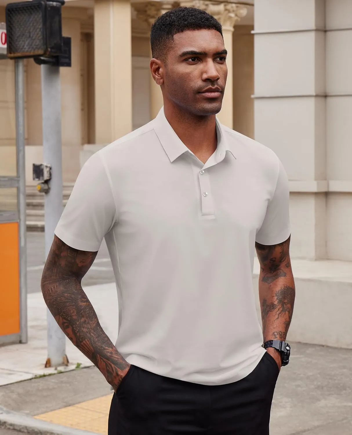 Mens Polo Shirts Short Sleeve Stretch Golf Polo Shirts Dry Fit Polo T Shirts for Men Golf Shirts Tennis Polo