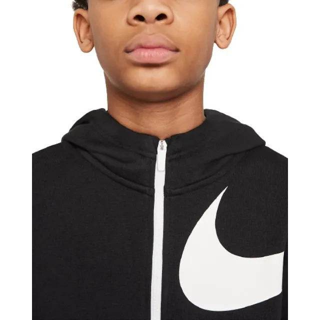 Nike Nsw Swoosh Flc Fz Boys Lifestyle T-Shirt Black/White