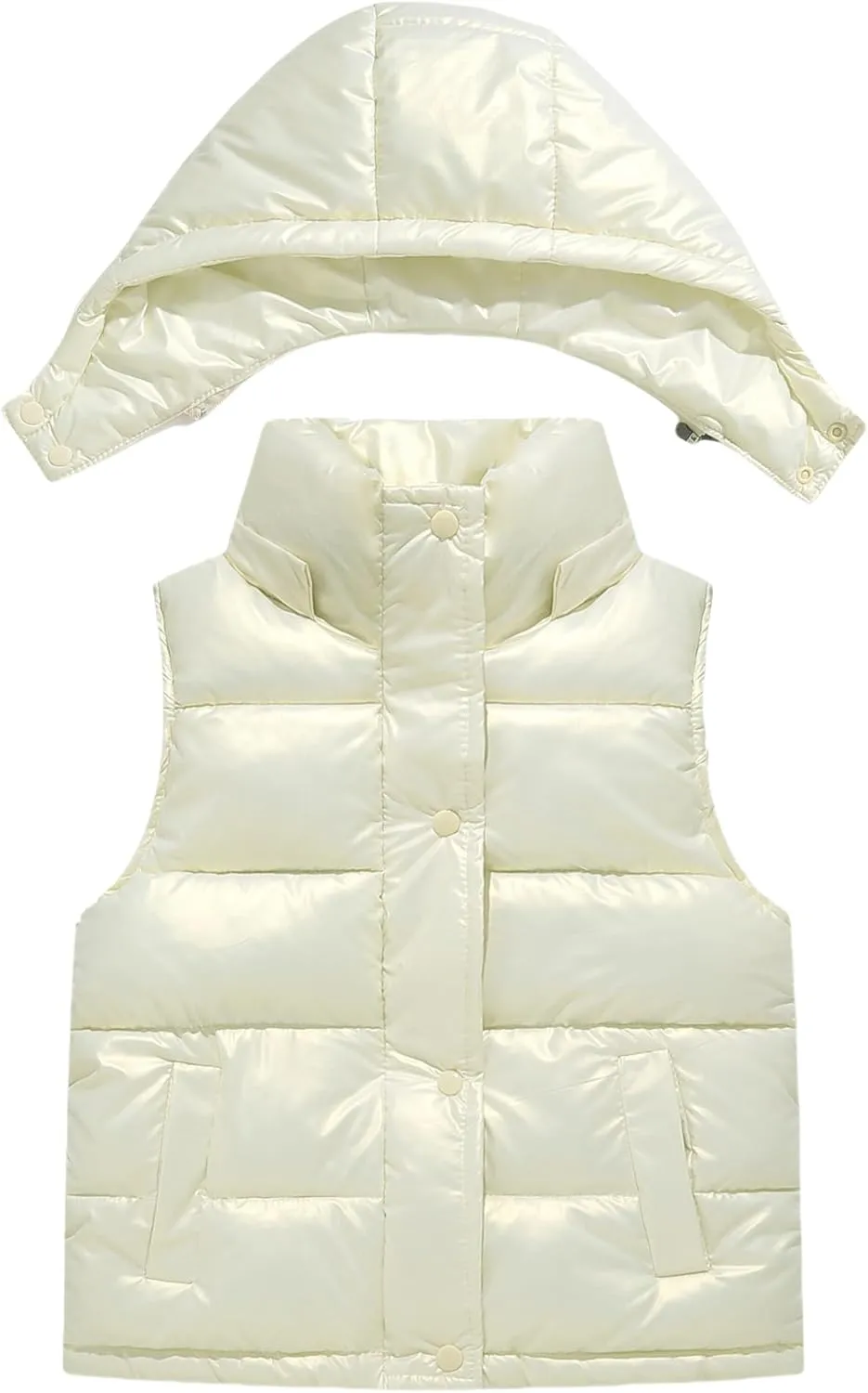 SEAUR Toddler Kids Winter Vest Girls Boys Warm Puffer Vest Outerwear Thick Sleeveless Jacket Detachable Hooded Padded Vest