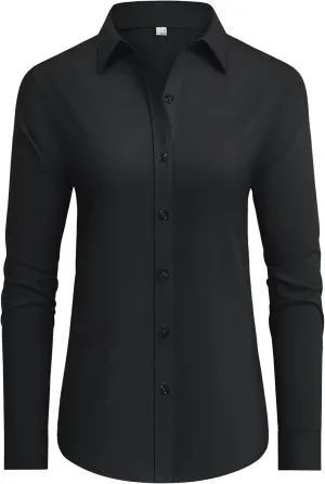 siliteelon Button Down Shirts Dress Shirts for Women Long Sleeve Womens Work Shirts Regular Fit Cotton Dress Shirts