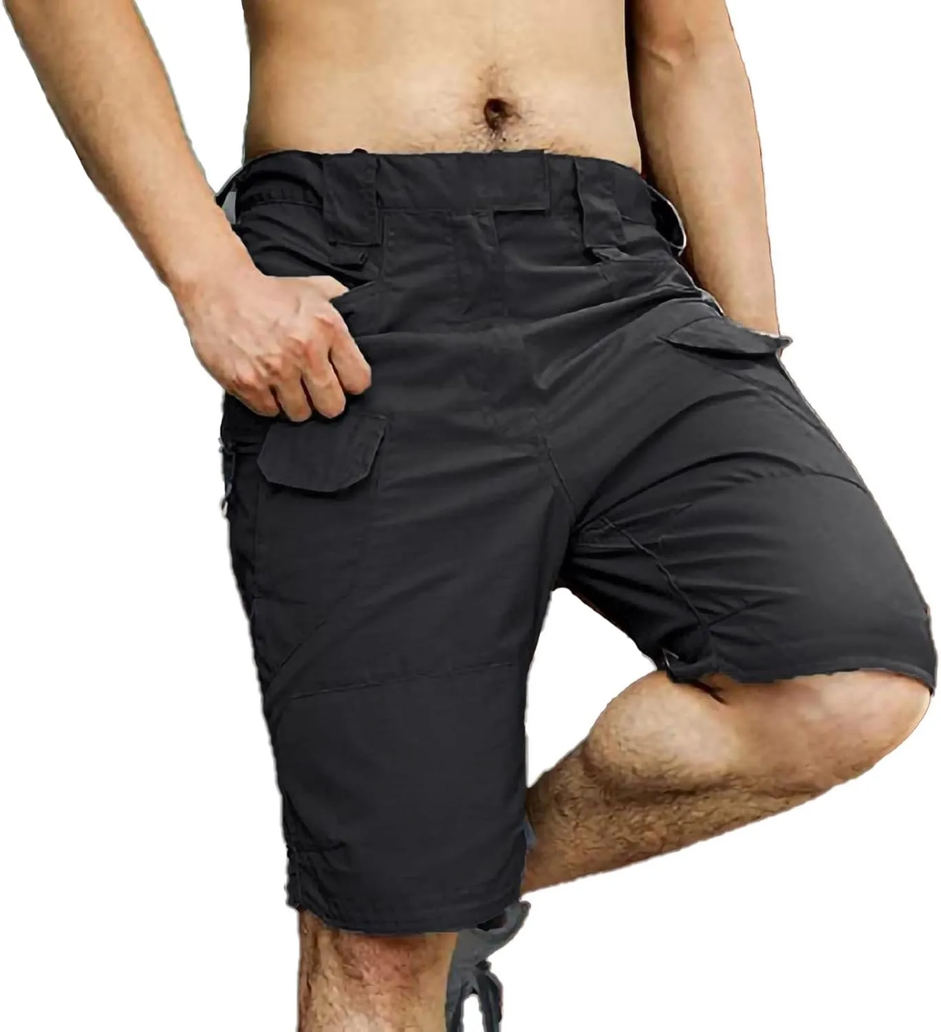 Tactical Shorts for Men Flex Waist Relaxed Fit Work Cargo Shorts Waterproof Hunting Fishing Shorts with Pockets