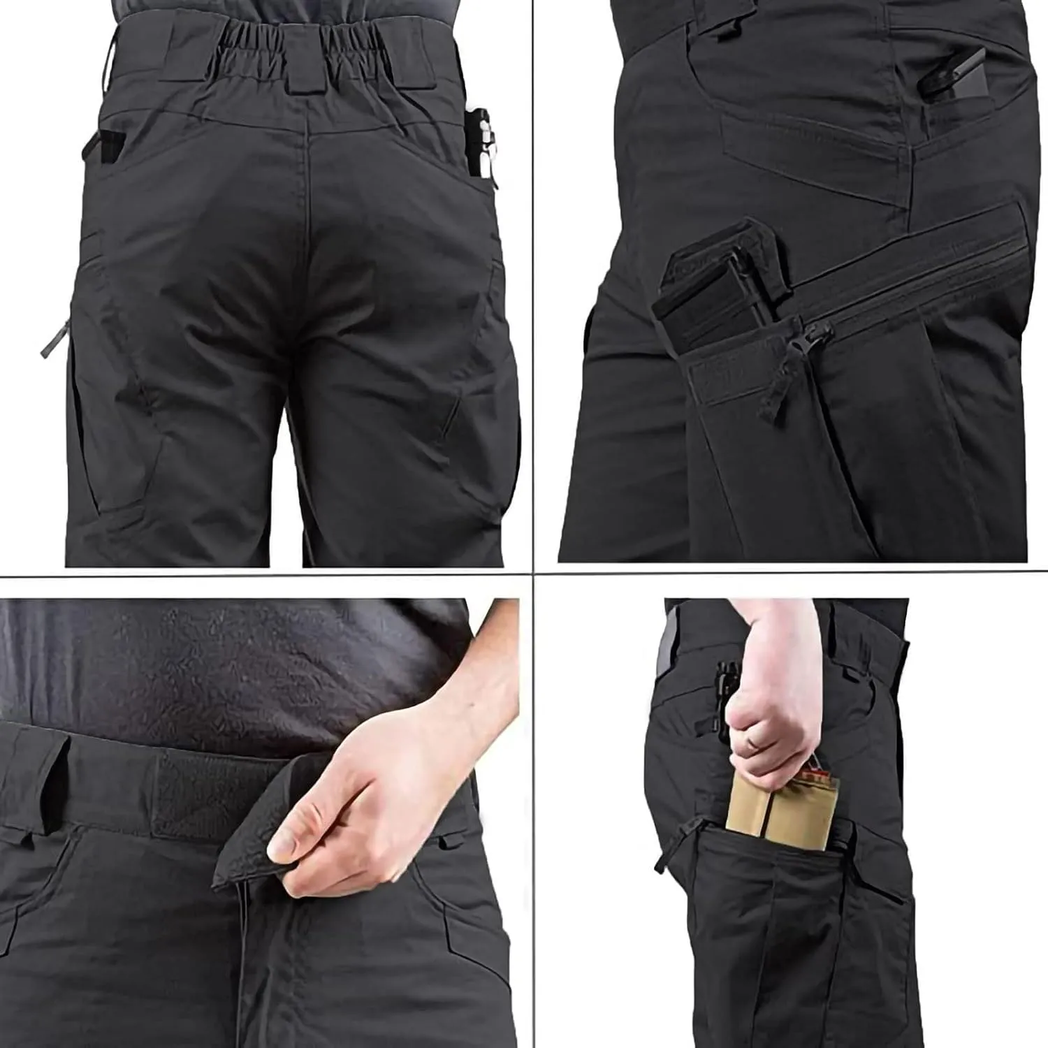 Tactical Shorts for Men Flex Waist Relaxed Fit Work Cargo Shorts Waterproof Hunting Fishing Shorts with Pockets