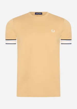 Tramline tipped pique t-shirt - desert