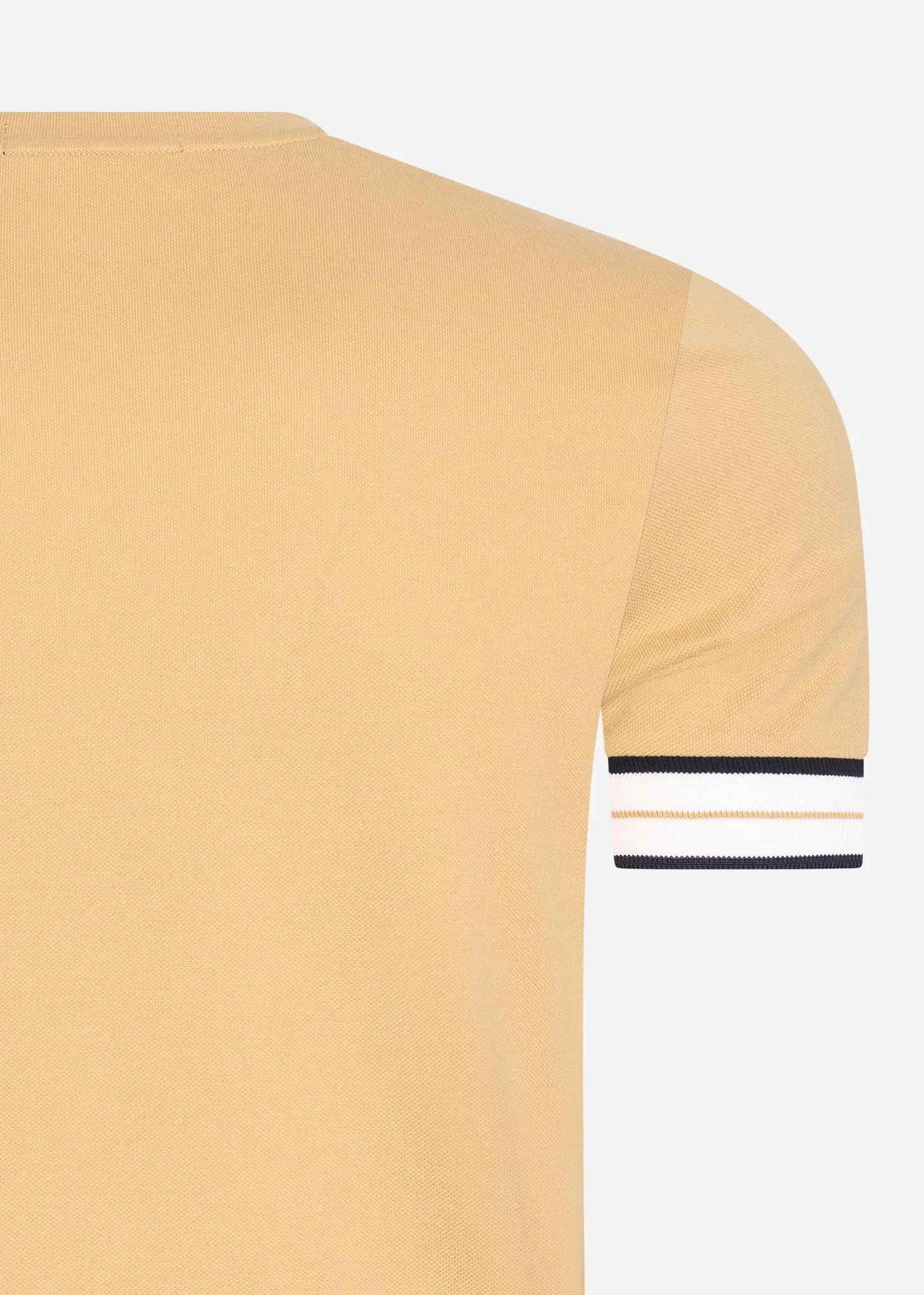 Tramline tipped pique t-shirt - desert