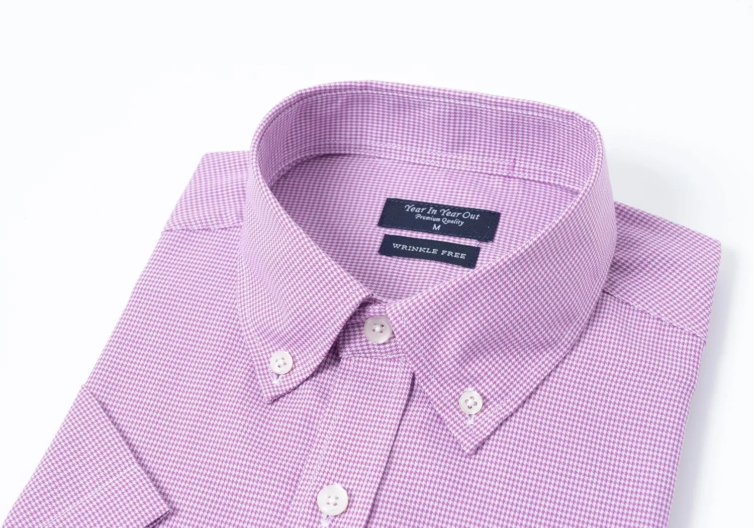 Year In Year Out Wrinkle Free Dress Shirts for Men Regular Fit Short Sleeve Button Down Shirts Business Casual Shirts